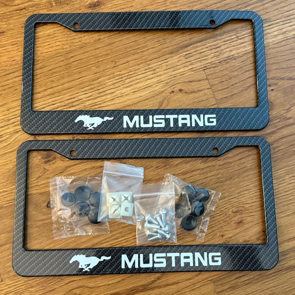 Mustang License Plate Frame in Black Set of 2 NWT